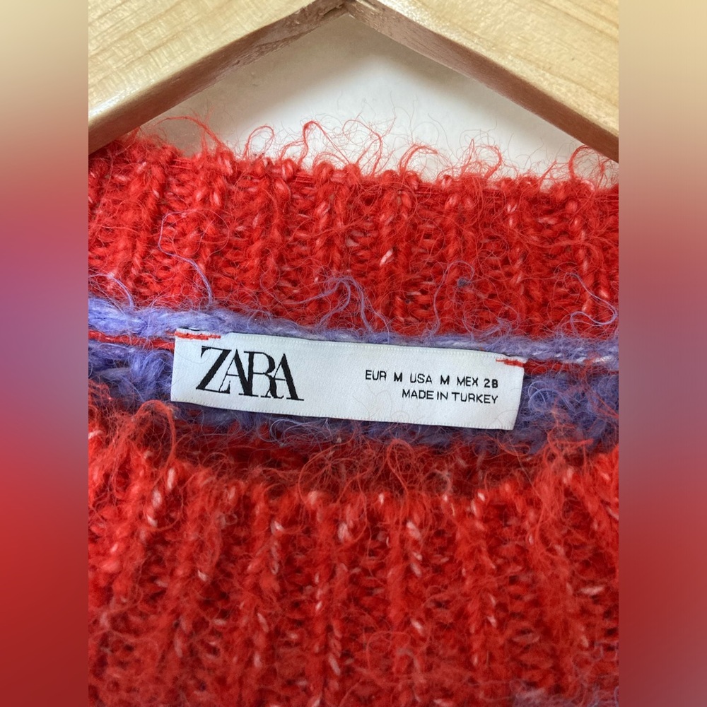 Zara Chunky Knit Sweater in Red/Purple/Yellow - Picture 3 of 4